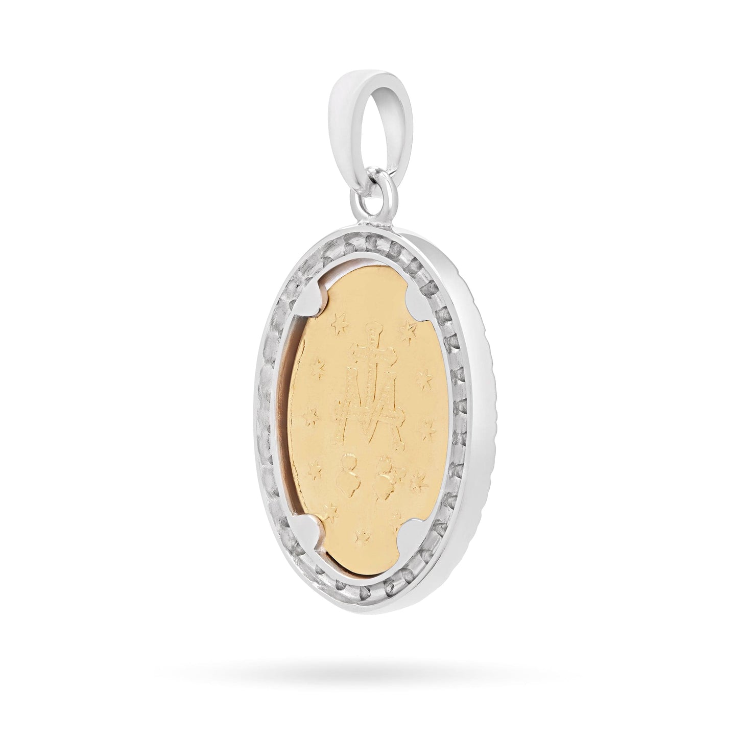 MONDO CATTOLICO Jewelry 19 mm (0.75 in) Miraculous Medal Yellow and White Gold