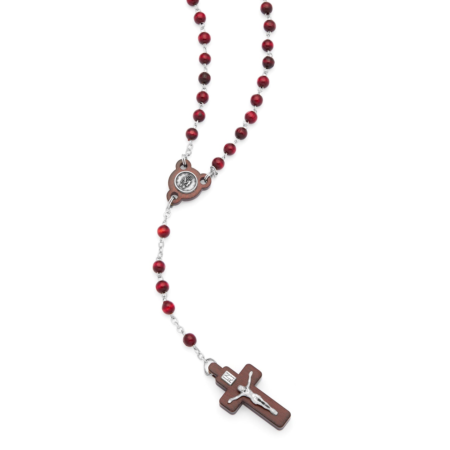 MONDO CATTOLICO ROMA Rosary 36 cm (14.17 in) / 48 cm (18.90 in) / 5 mm (0.20 in) Natural Wood Rosary with Crucifix Featuring Metal Body of Christ