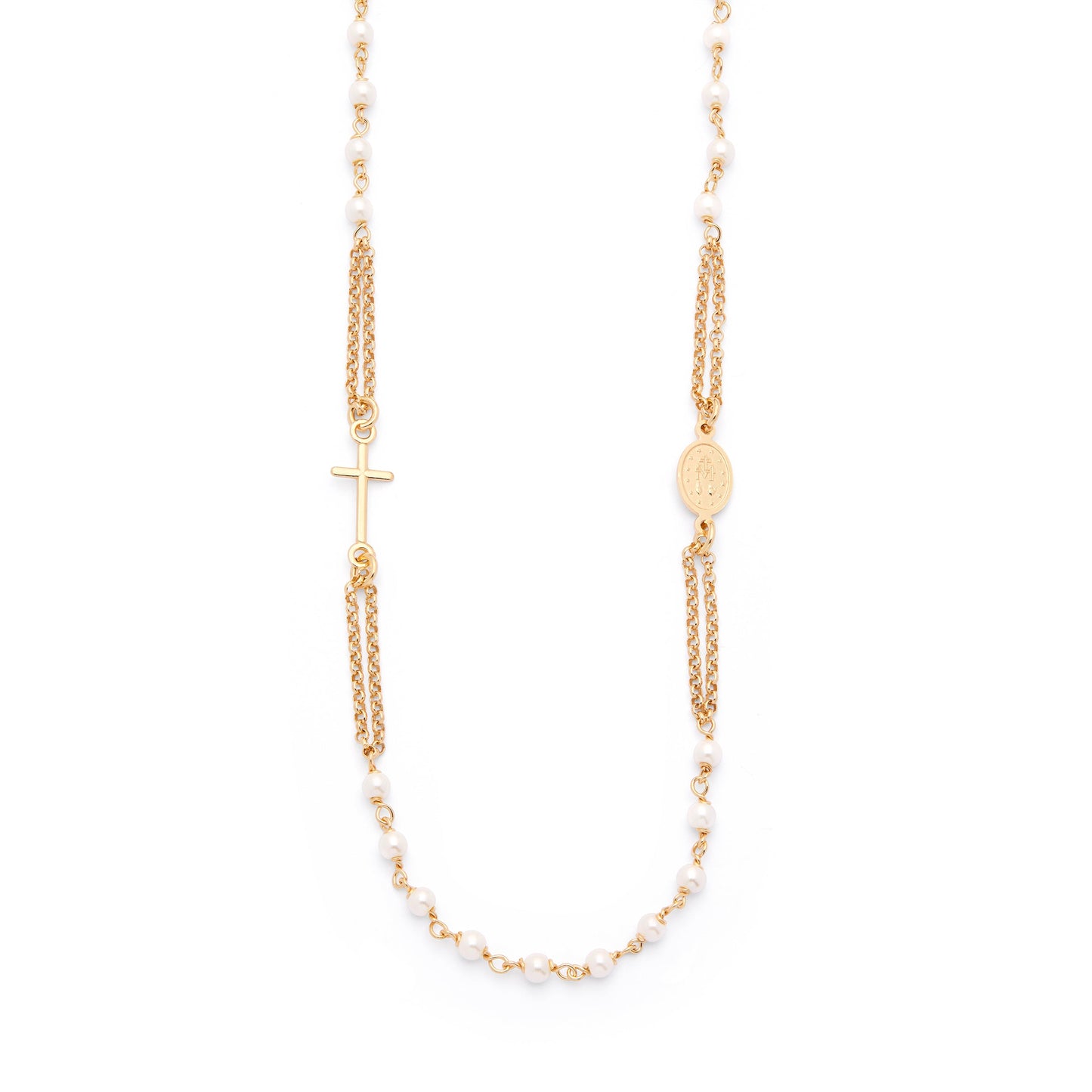 MONDO CATTOLICO ROMA Prayer Beads NECKLACE ROSARY WITH SYNTHETIC PEARL