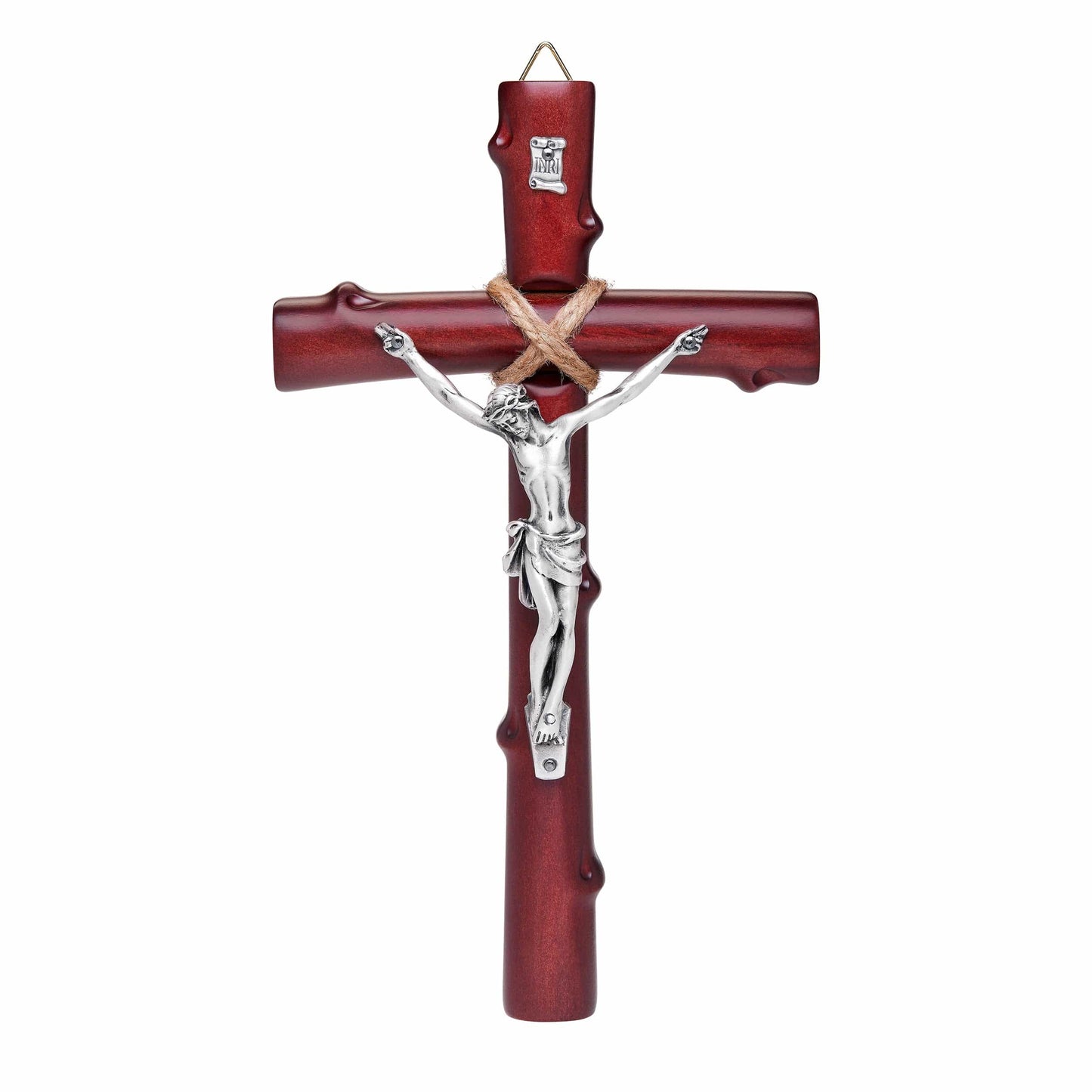 MONDO CATTOLICO 19 cm (7.48 in) Olive Wood Mahogany Painted St. Benedict Crucifix