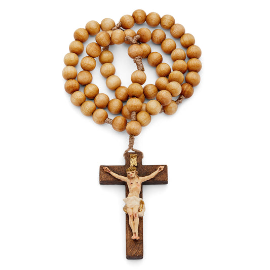 MONDO CATTOLICO Prayer Beads 33 cm (12.9 in) / 7 mm (0.27 in) Olive Wood Rosary in Rope