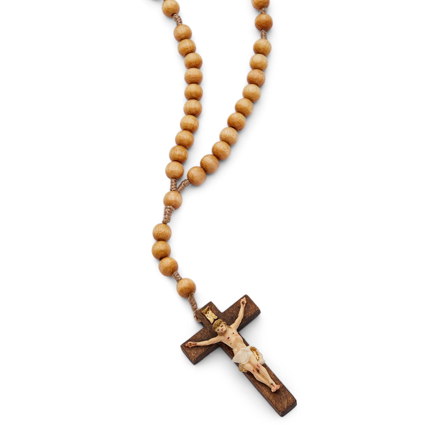 MONDO CATTOLICO Prayer Beads 33 cm (12.9 in) / 7 mm (0.27 in) Olive Wood Rosary in Rope