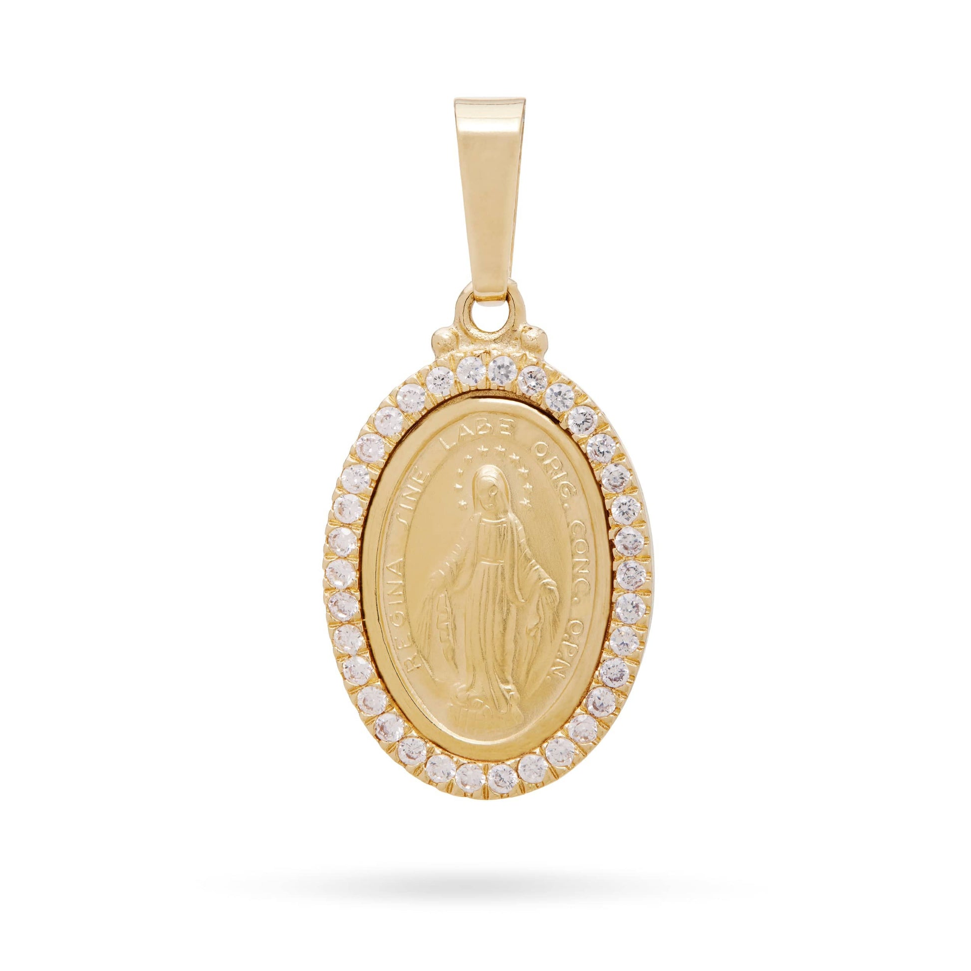 MONDO CATTOLICO Jewelry Our Lady Miraculous Yellow Gold Zircons Pendant