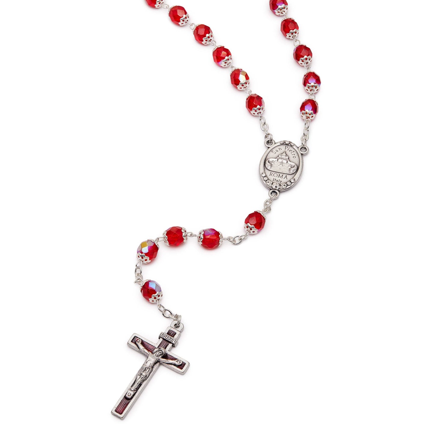 MONDO CATTOLICO Prayer Beads 51.5 cm (20.27 in) / 8 mm (0.31 in) Our Lady of Good Health Traditional Rosary in Faceted Crystal Beads