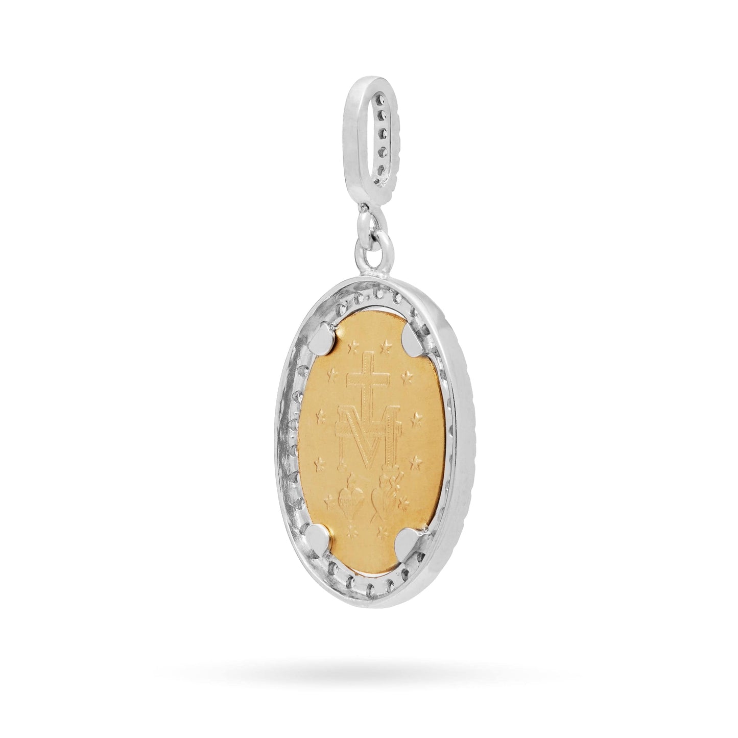 MONDO CATTOLICO Our Lady of Miraculous Bicolor Zircons Gold Medal
