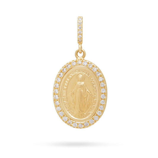 MONDO CATTOLICO 19 mm (0.75 in) Our Lady of Miraculous Zircons Gold Medal