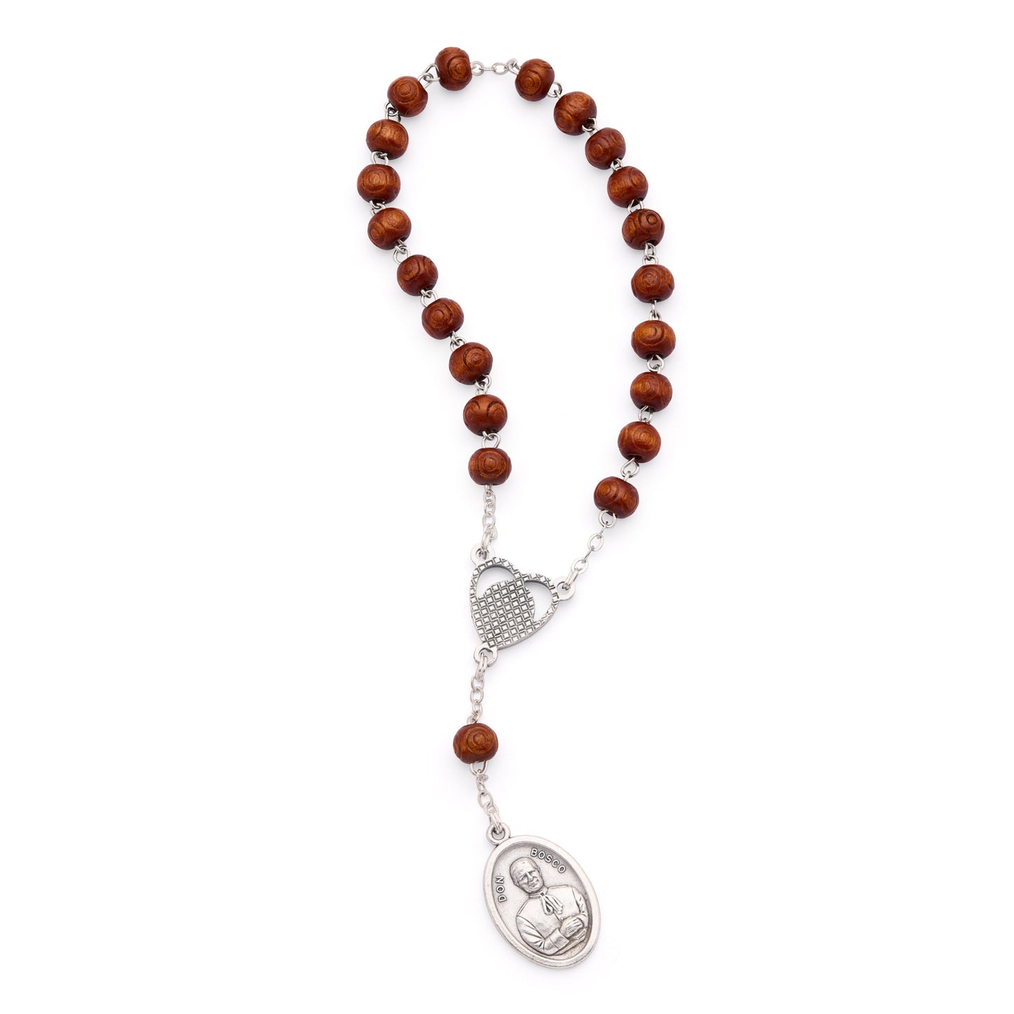 MONDO CATTOLICO ROMA Prayer Beads 18 cm (7.09 in) / 6 mm (0.24 in) Our Lady of Mount Carmel and Saint John Bosco Wooden Devotional Rosary