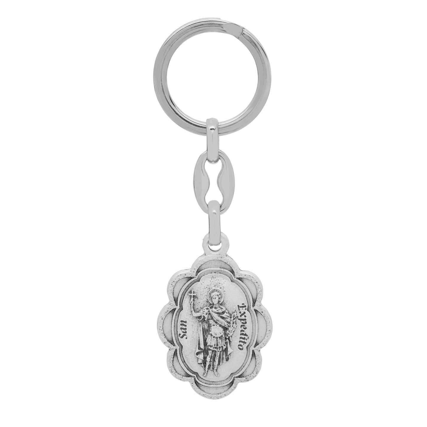 Mondo Cattolico Keychains Oval Metal Keychain of Saint Expeditus