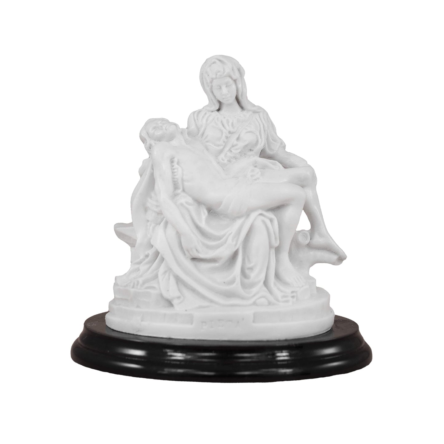 MONDO CATTOLICO 11 cm Pietà by Michelangelo Marble Powder Wooden Base