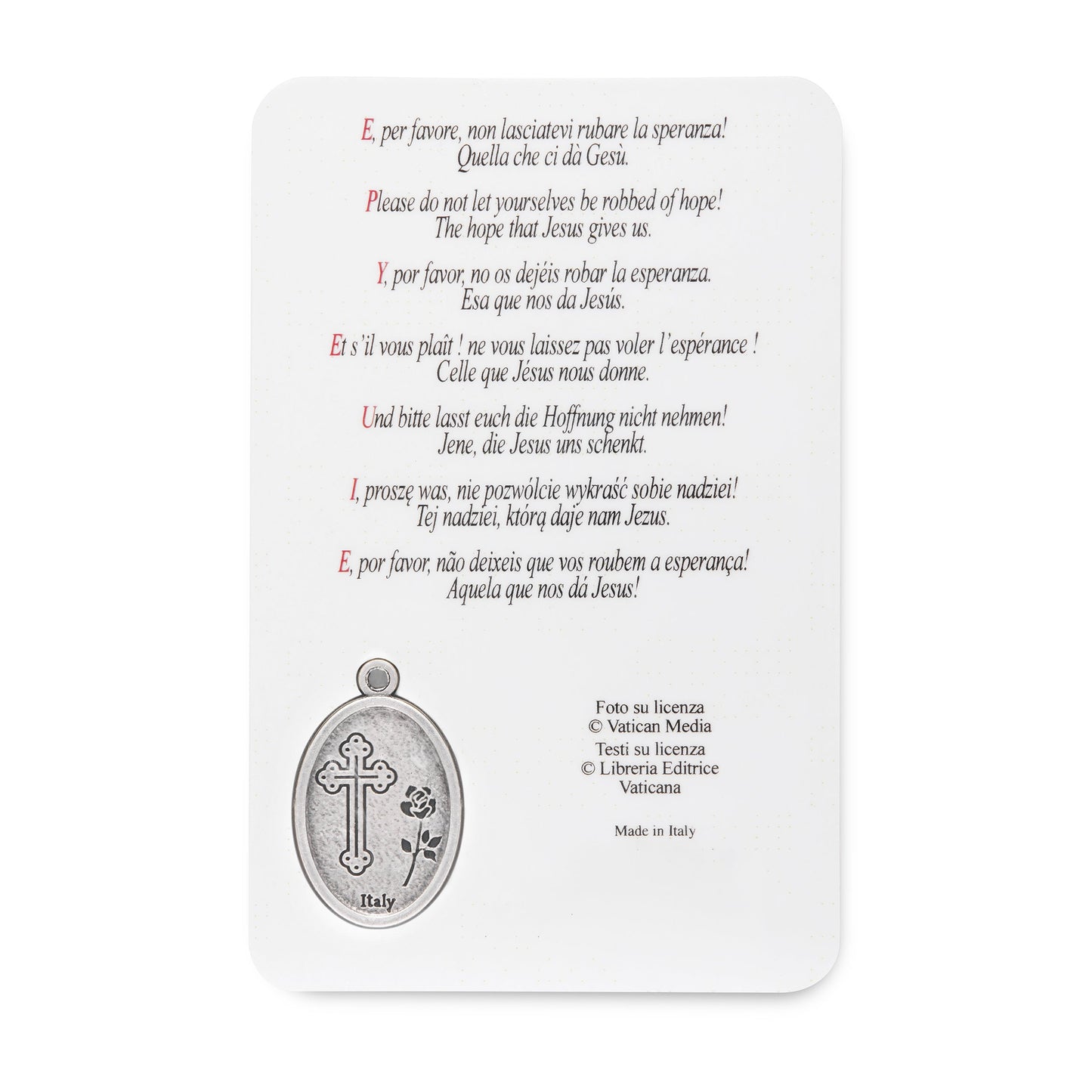 MONDO CATTOLICO ROMA Holy Card Plasticized Holy Card of Pope Francis and St. Peter's Basilica with Jubilee 2025 Logo