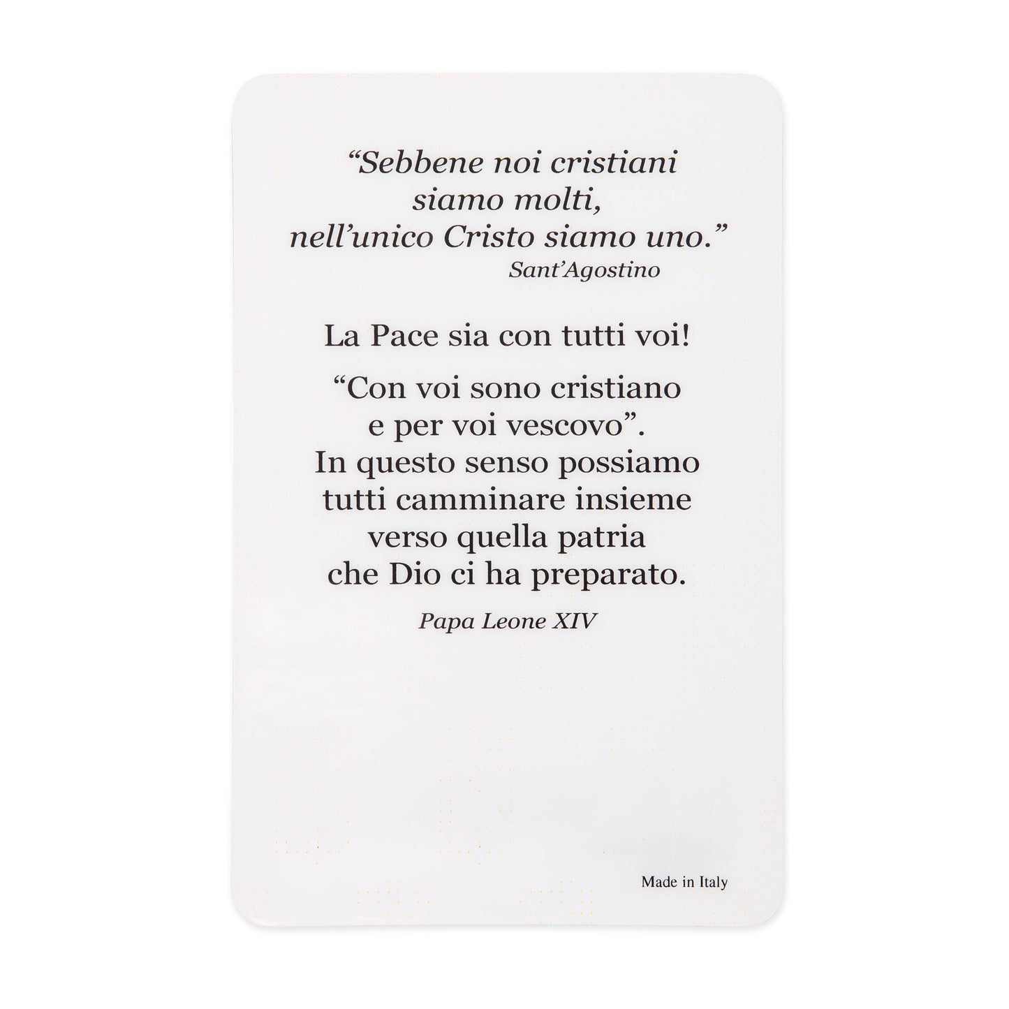 MONDO CATTOLICO ROMA Holy Card Plasticized Holy Card of Pope Leo XIV with Ceremonial Vestments