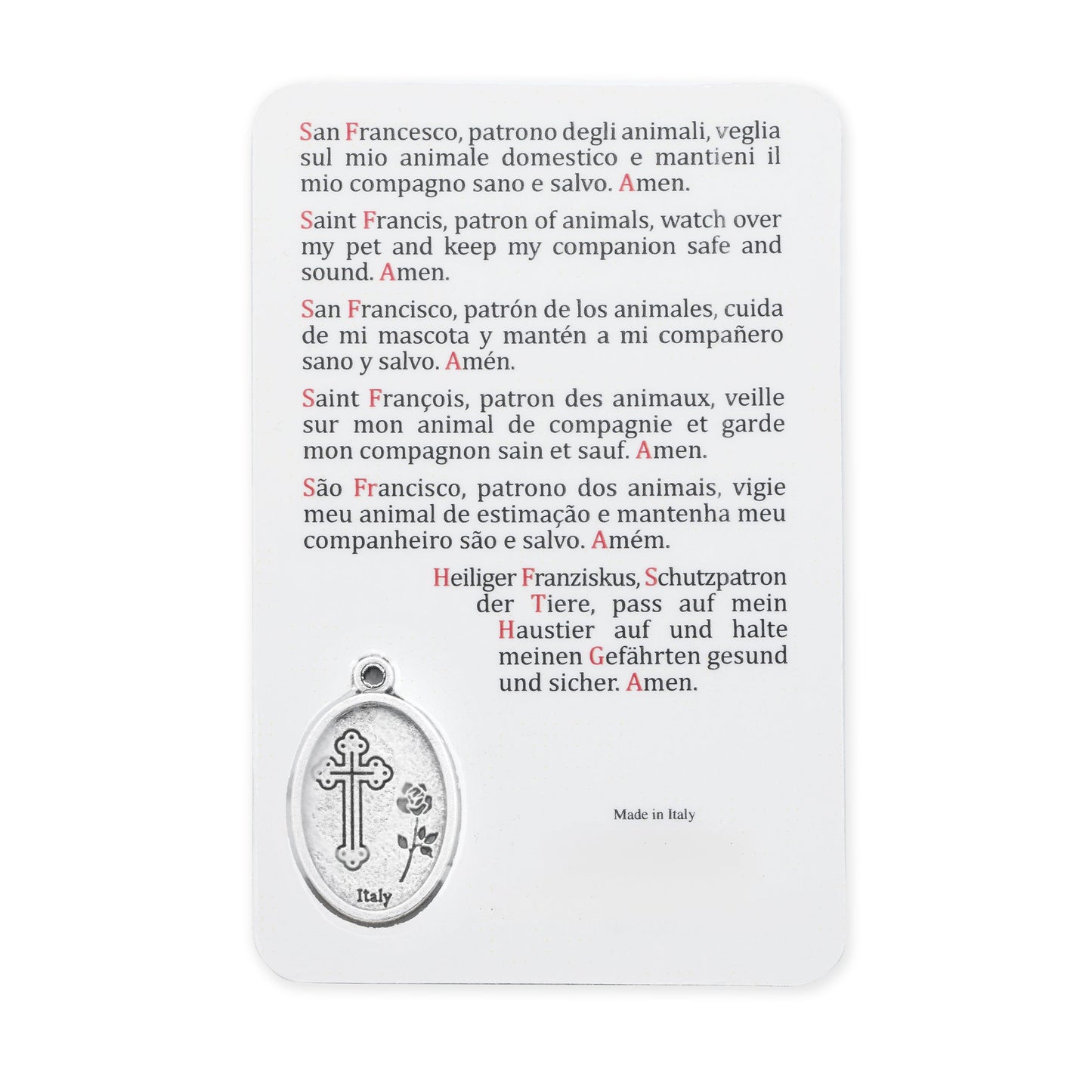 MONDO CATTOLICO ROMA Holy Card Plasticized Holy Card of St. Francis for the Blessing of Animals