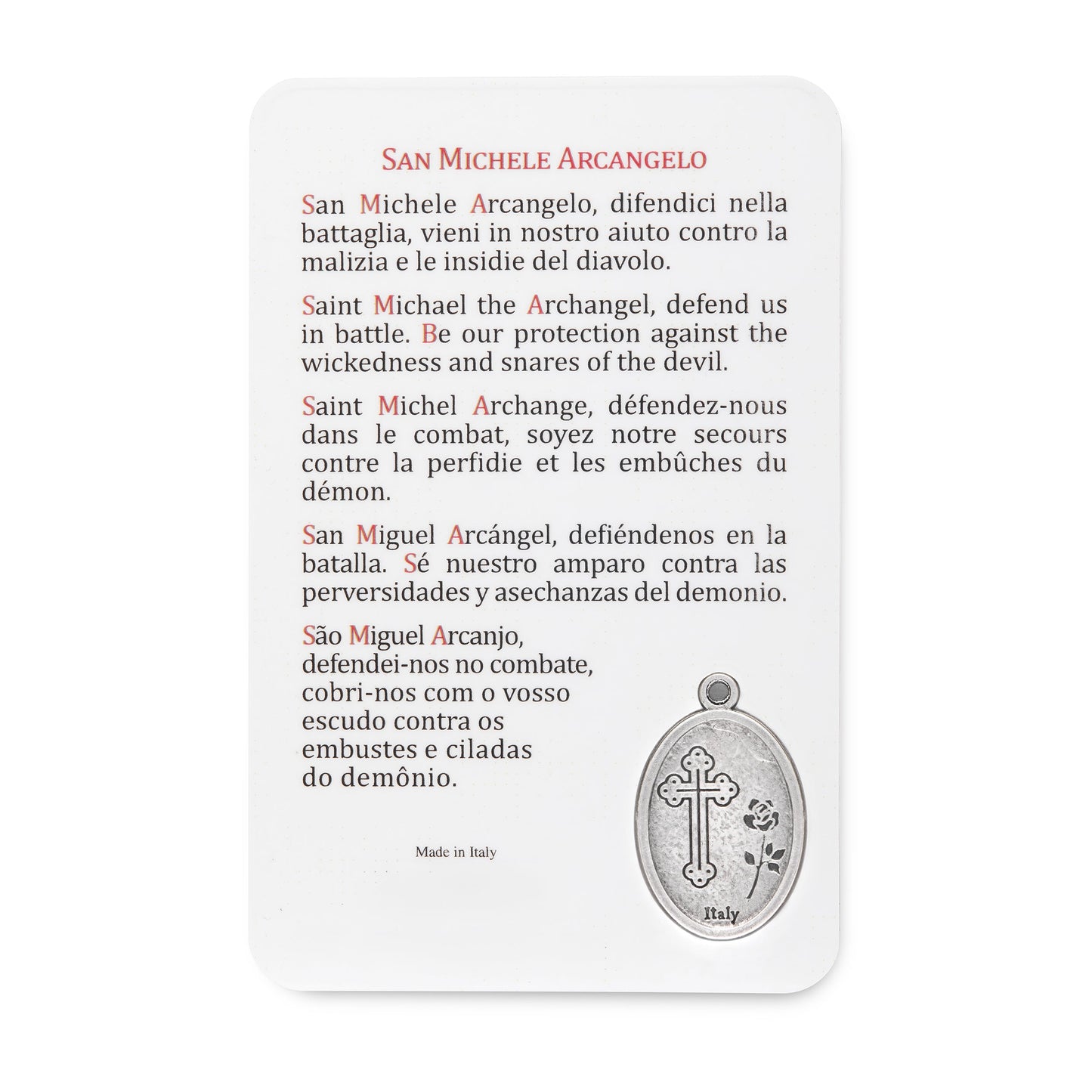 MONDO CATTOLICO ROMA Holy Card Plasticized Holy Card of St. Michael the Archangel