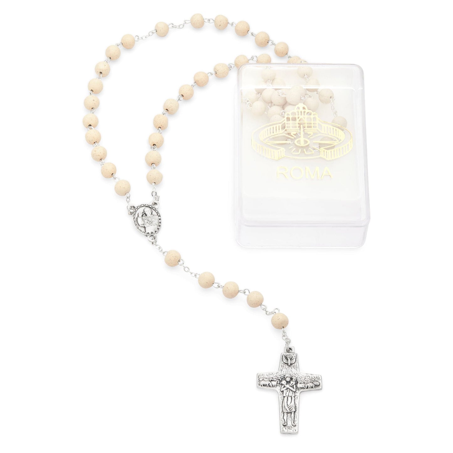 MONDO CATTOLICO Prayer Beads 49 cm (19.29 in) / 6 mm (0.23 in) Pope Francis Jasmine Rosary
