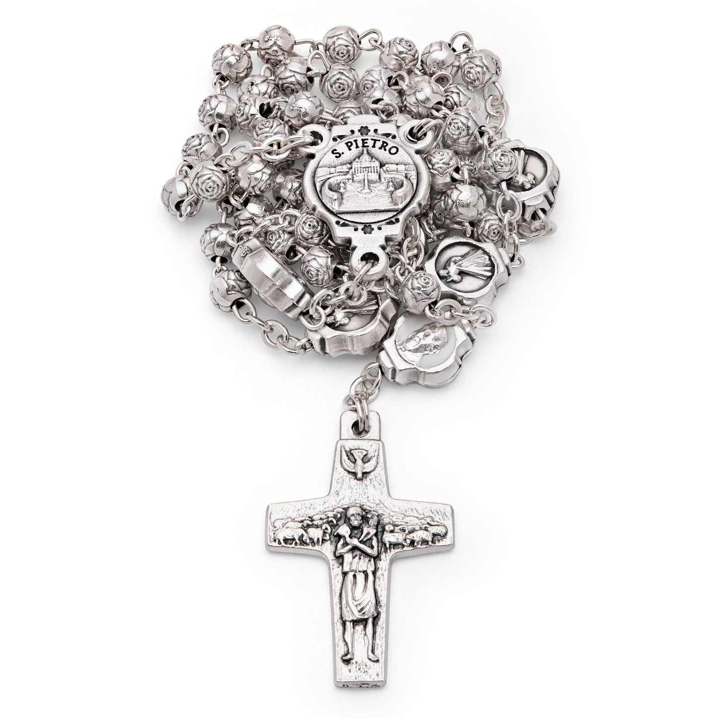 MONDO CATTOLICO Prayer Beads 34 cm (13.38 in) / 4 mm (0.15 in) Pope Francis Metal Case and Rosary