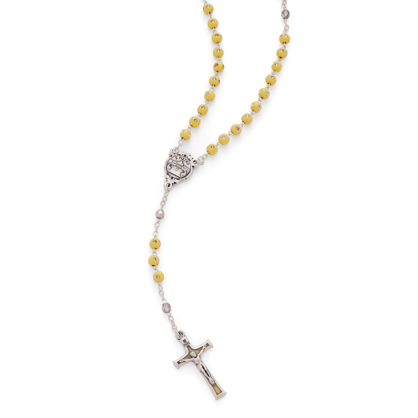 Mondo Cattolico Rosary 34 cm (13.39 in) / 46 cm (18.11 in) / 4 mm (0.16 in) Pope Francis Rosary with Yellow Beads