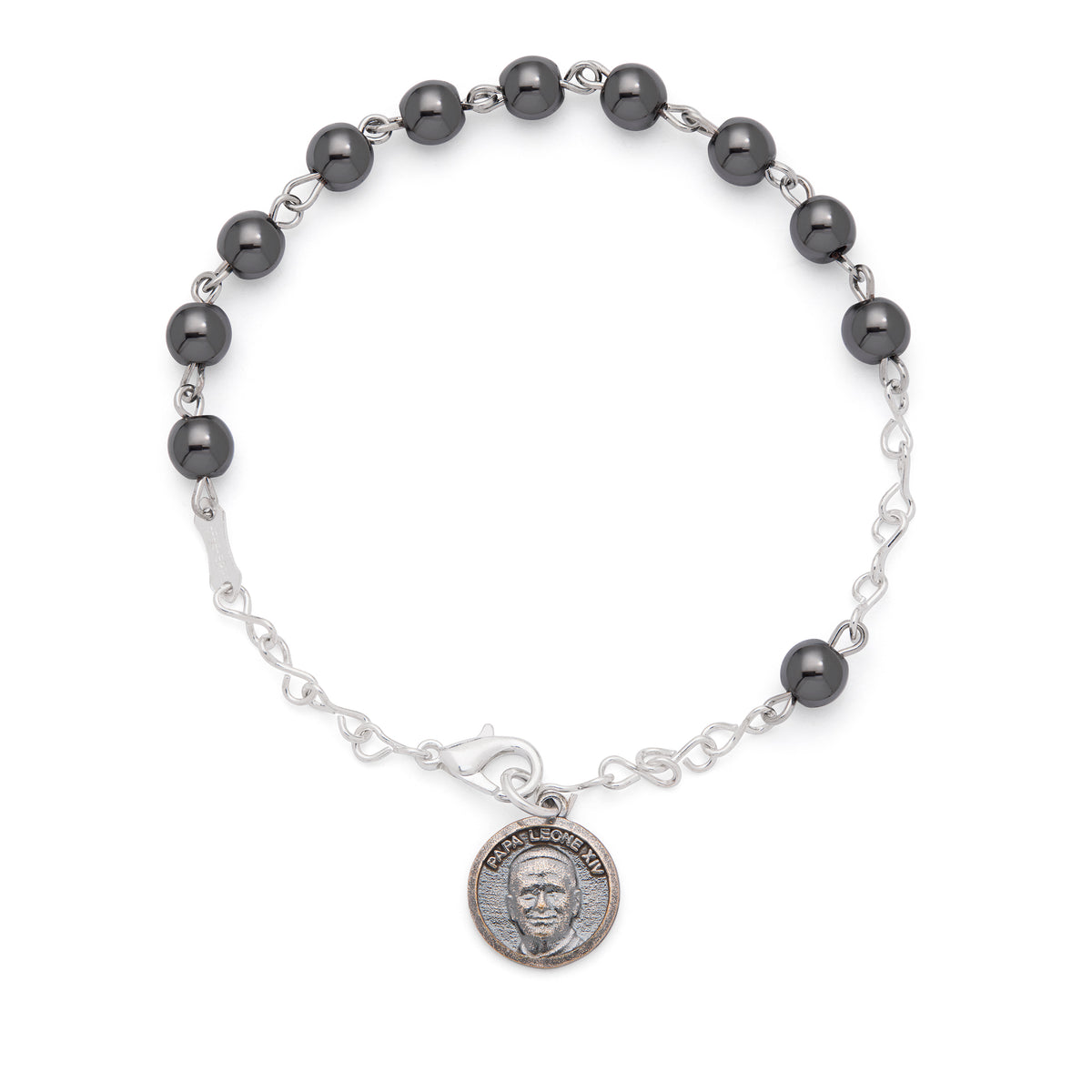 MONDO CATTOLICO ROMA Bracelet 19 cm (7.48 in) / 6 mm (0.24 in) Pope Leo XIV Bracelet with Hematite Beads