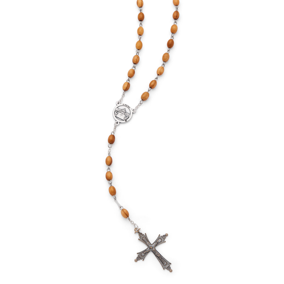MONDO CATTOLICO ROMA Rosary 55 cm (21.65 in) / 78 cm (30.71 in) / 5 x 7 mm (0.20 x 0.28 in) Pope Leo XIV Rosary with Oval Olive Wood Beads