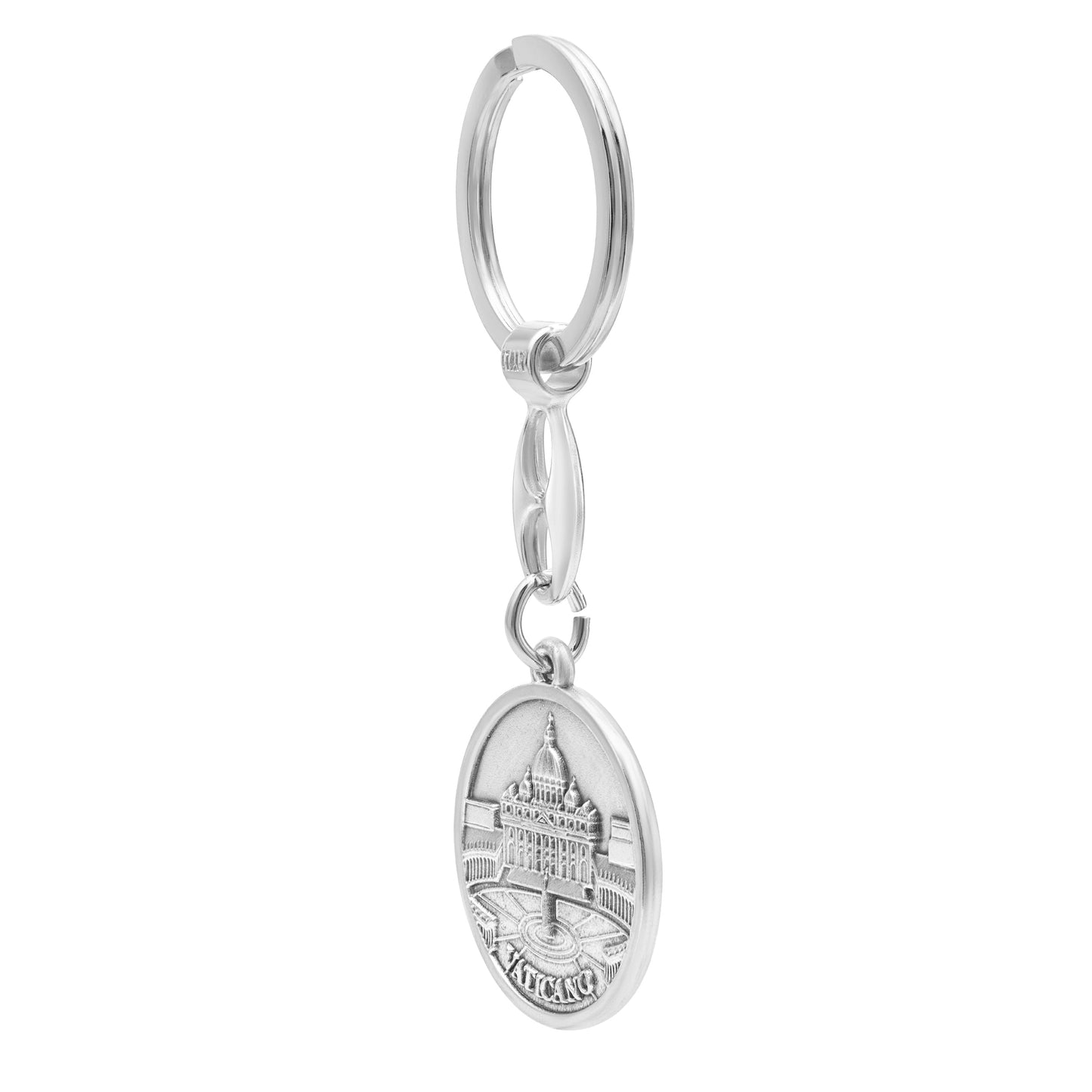 MONDO CATTOLICO ROMA Keychains Pope Leo XIV Round Keychain with St. Peter’s Basilica