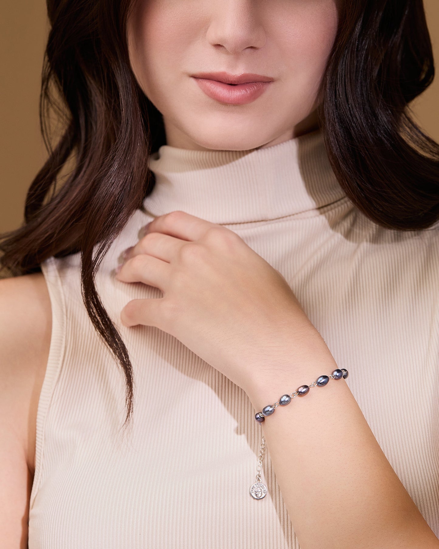 MONDO CATTOLICO ROMA Bracelet 17 - 21 cm (6.69 - 8.27 in) / 6 mm (0.24 in) Pope Leo XIV Sterling Silver Bracelet with Purple Freshwater Pearl Beads