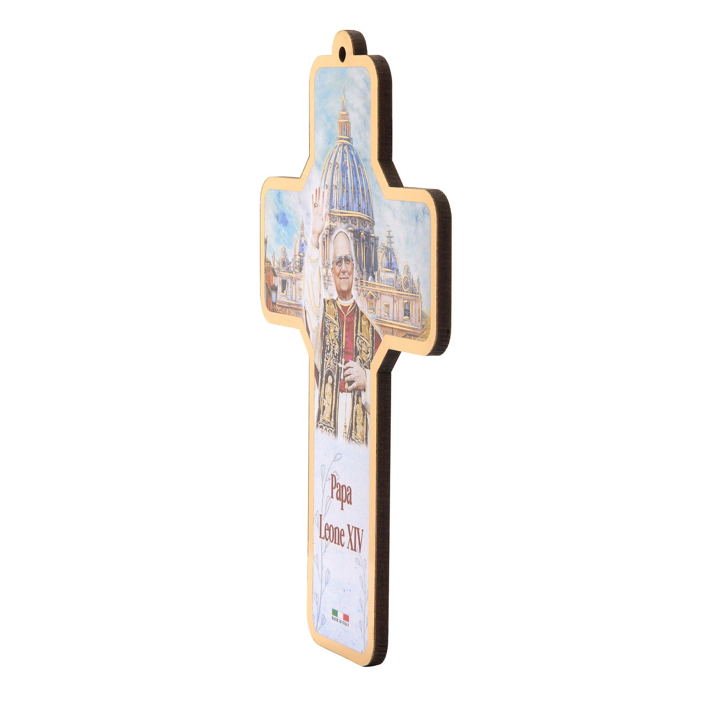 Mondo Cattolico Magnet 12.50 cm (4.92 in) Pope Leo XIV Wooden Cross