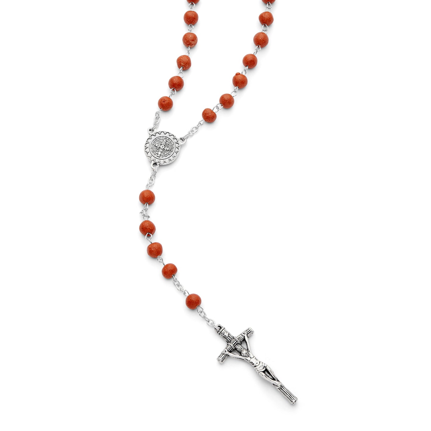 MONDO CATTOLICO Prayer Beads Real Rose Petal Rosary T. Tuus San Benedetto