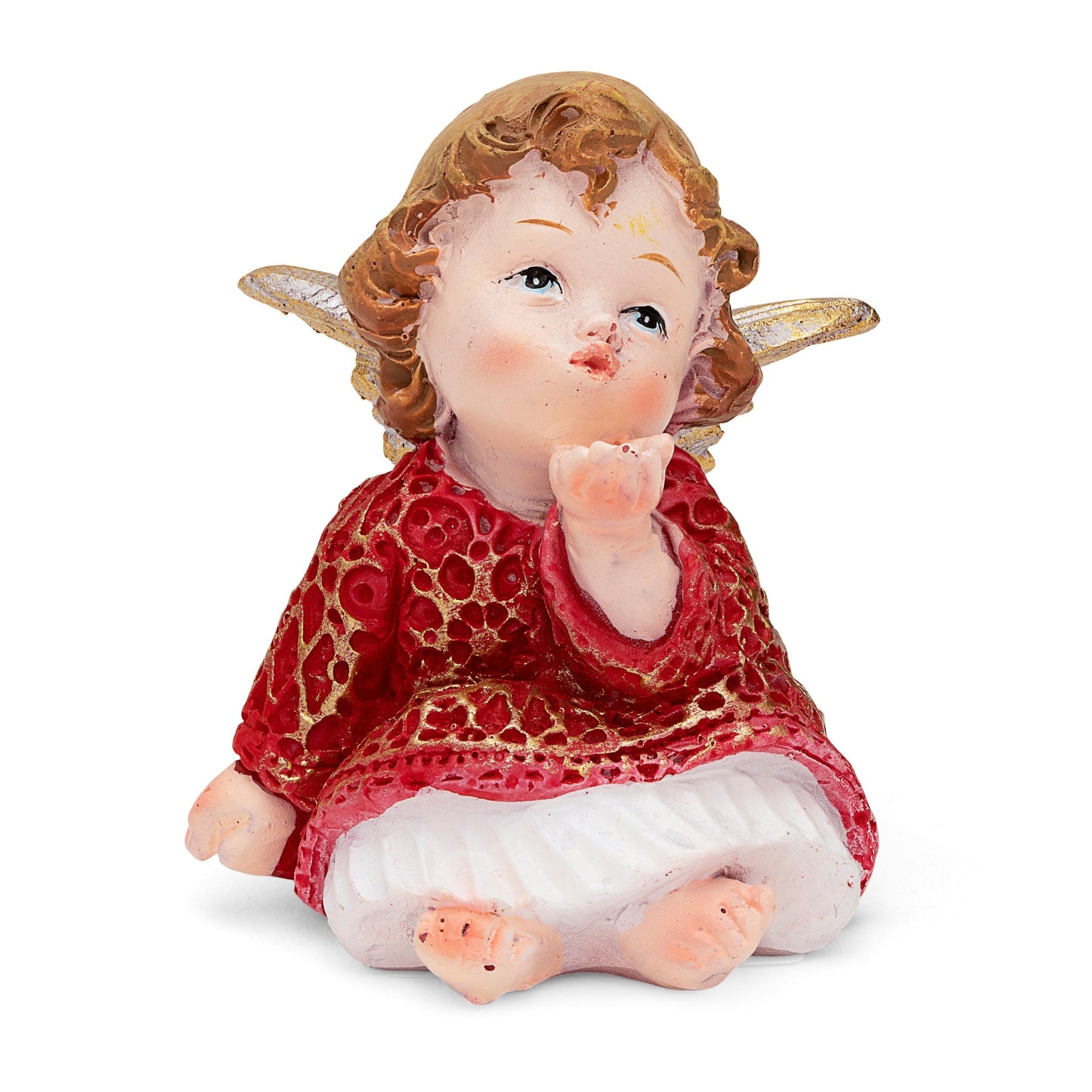 Mondo Cattolico 7 cm (2.76 in) Red Resin Angel Sending a Kiss