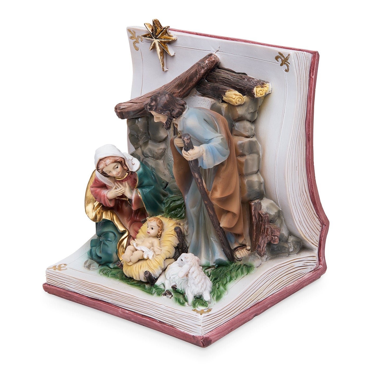 MONDO CATTOLICO ROMA Nativity 10 cm (3.94 in) Resin Nativity Scene on an Open Book