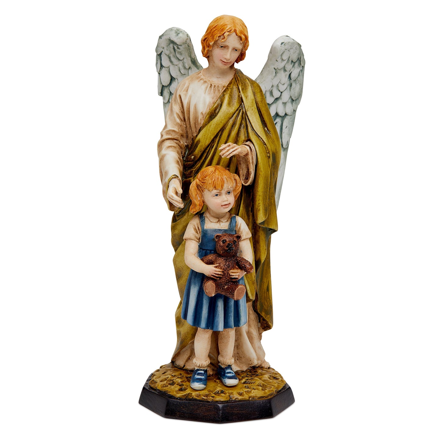 Mondo Cattolico 17 cm (6.69 in) Resin Statue of Guardian Angel With a Little Girl