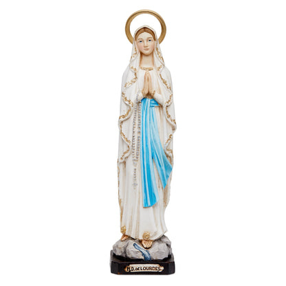 Mondo Cattolico 30 cm (11.81 in) Resin Statue of Our Lady of Lourdes With Halo
