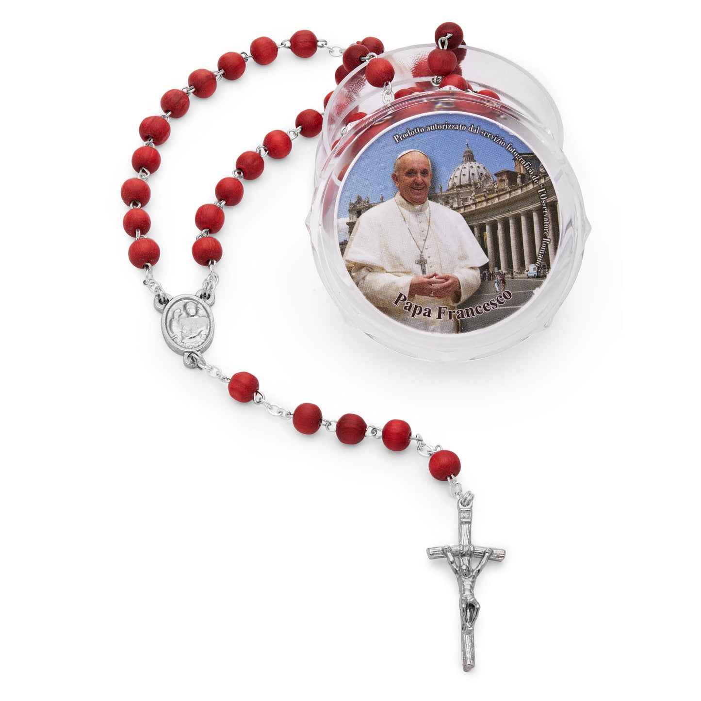 MONDO CATTOLICO Prayer Beads 45 cm (17.71 in) / 6 mm (0.23 in) Rosary box of Pope Francis I with a Scent of Rose