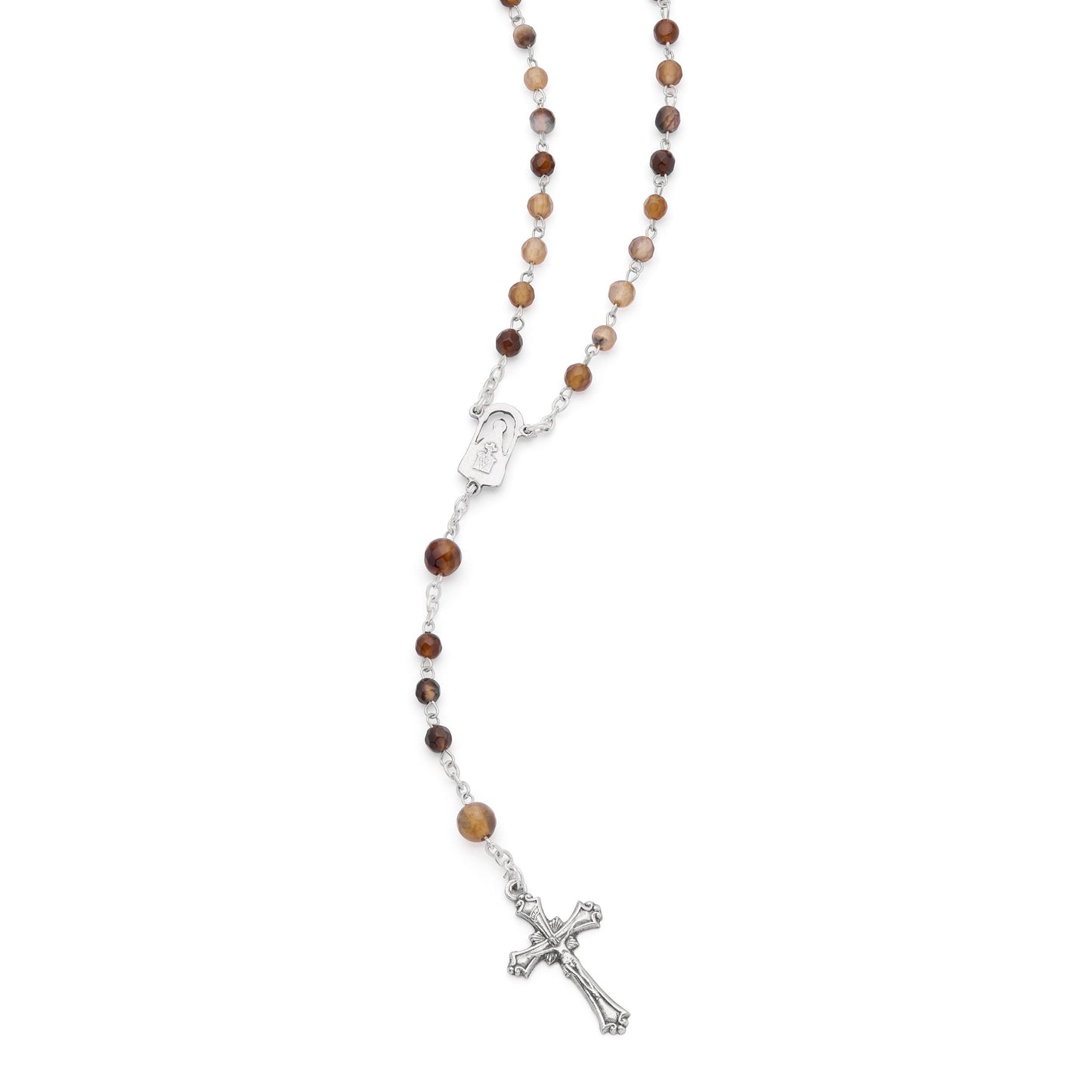 MONDO CATTOLICO ROMA Prayer Beads 41 cm (16.14 in) / 4 mm (0.16 in) Rosary in Brown Agate