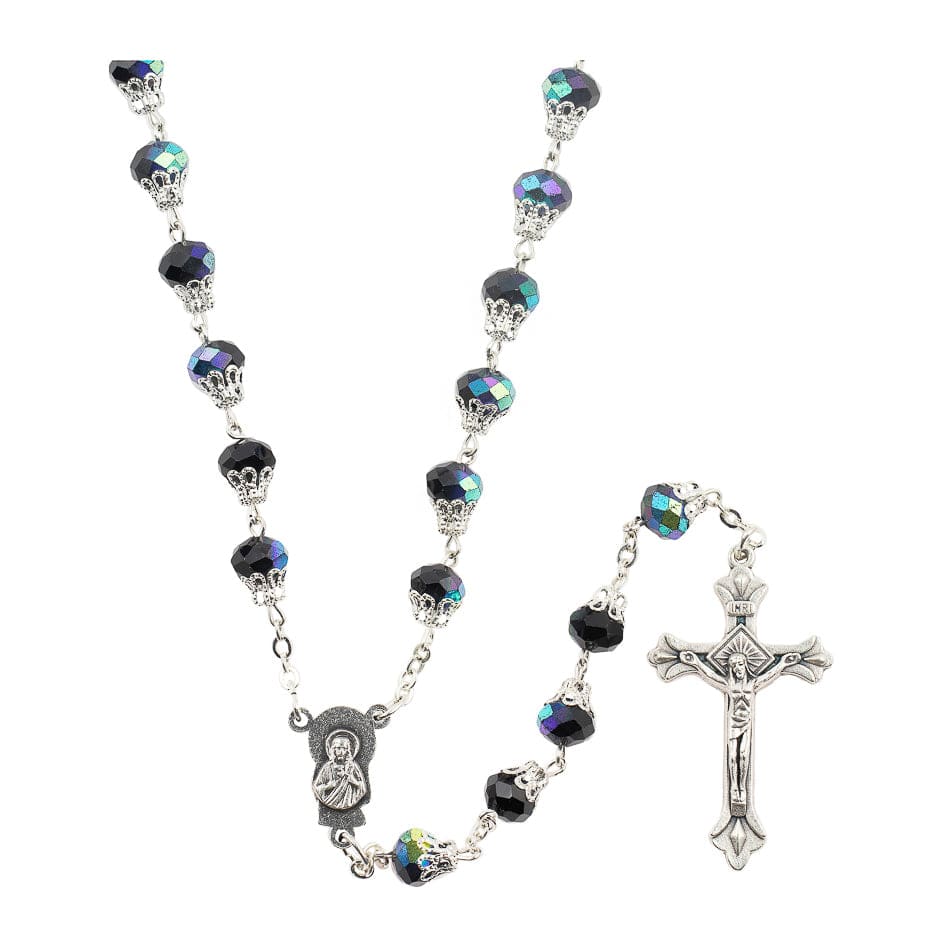 MONDO CATTOLICO Prayer Beads Rosary in Faceted Mongolfiera Glass Beads