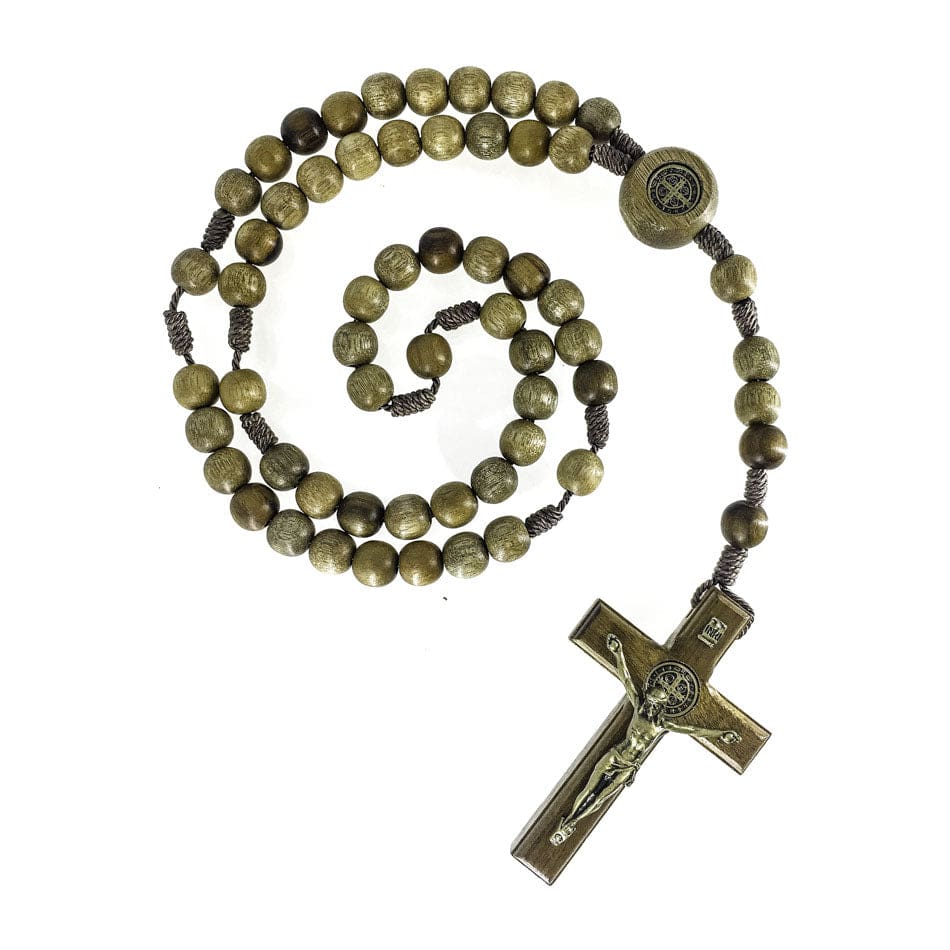 MONDO CATTOLICO Prayer Beads Rosary of Saint Benedict with Round Brown Beads