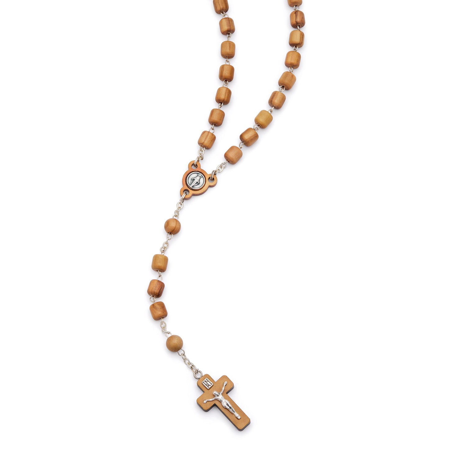 MONDO CATTOLICO ROMA Rosary 50 cm (19.69 in) / 70 cm (27.56 in) / 6 mm (0.24 in) Rosary with Cylindrical Olive Wood Beads