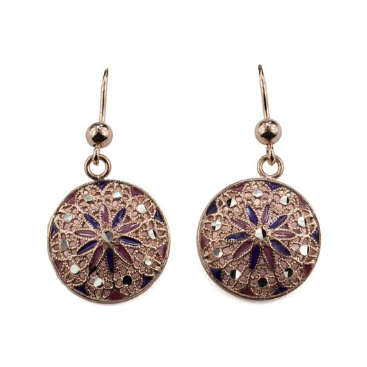 MONDO CATTOLICO Round Rose Gold Plated Filigree Earrings