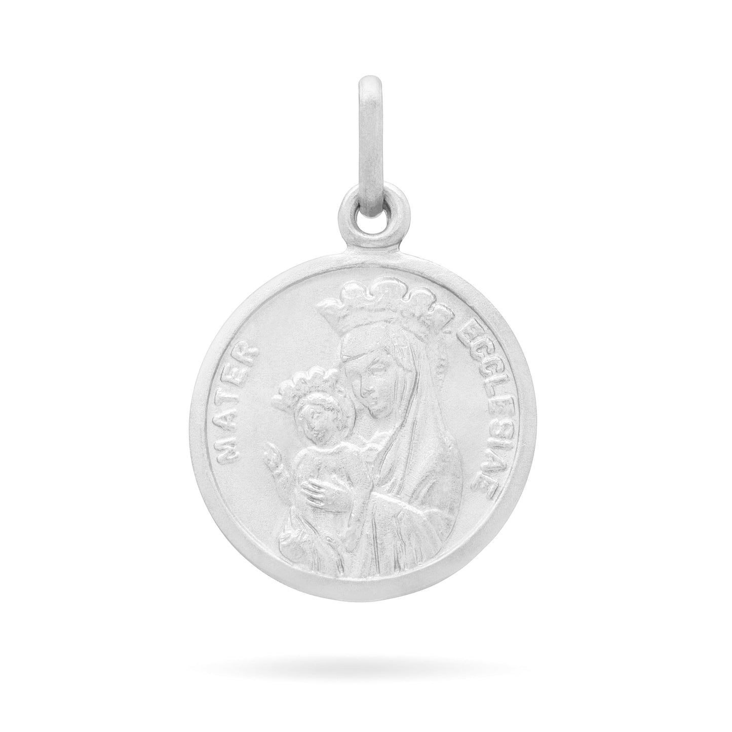 MONDO CATTOLICO Medal 16 mm (0.63 in) Round Sterling Silver Peace Symbol and Mater Ecclesiae