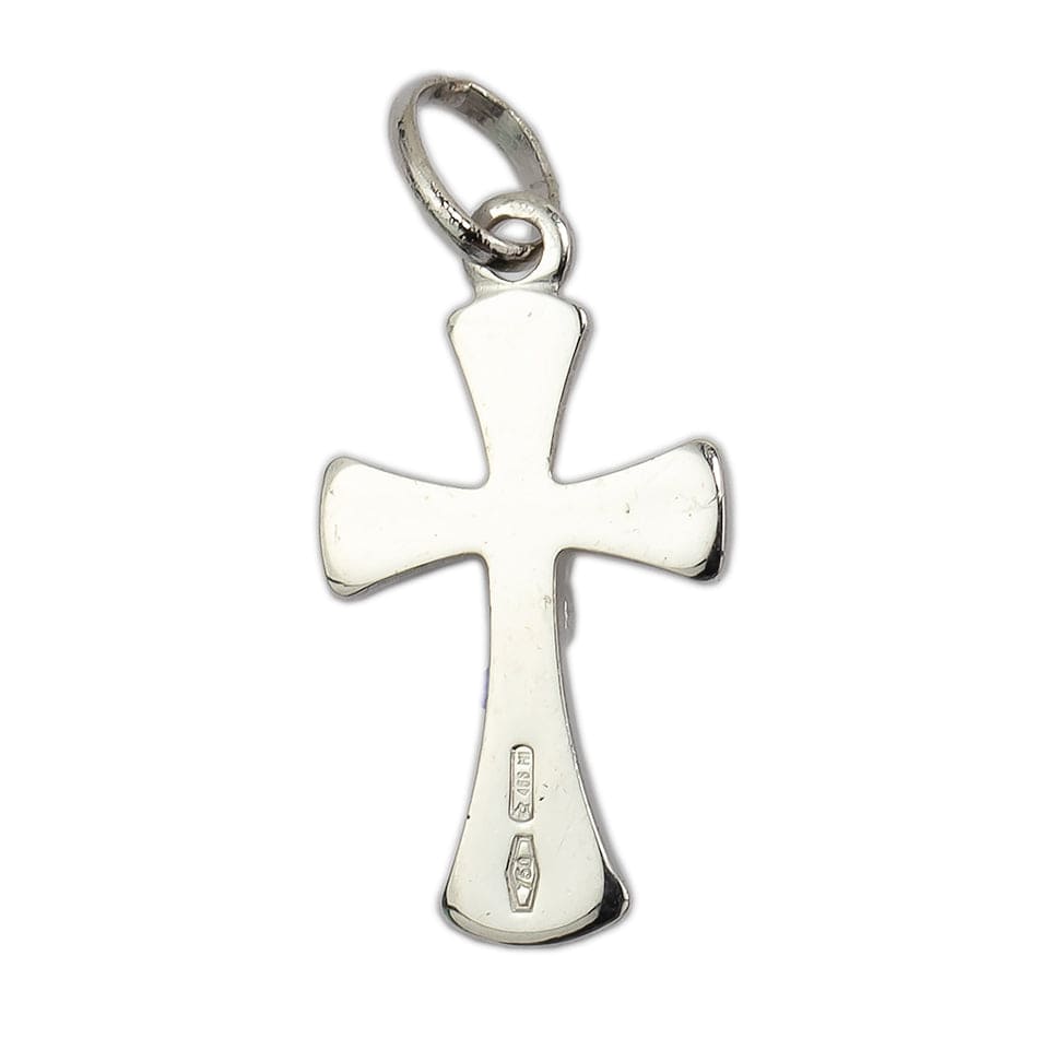 MONDO CATTOLICO Rounded Cross Pendant White Gold