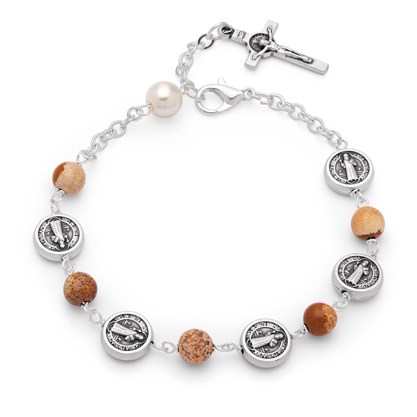 MONDO CATTOLICO Prayer Beads 23 cm (9 in) / 6 mm (0.23 in) Saint Benedict Rosary Bracelet