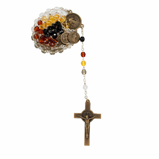 MONDO CATTOLICO Prayer Beads Saint Benedict Shade of Brown Crystal Rosary