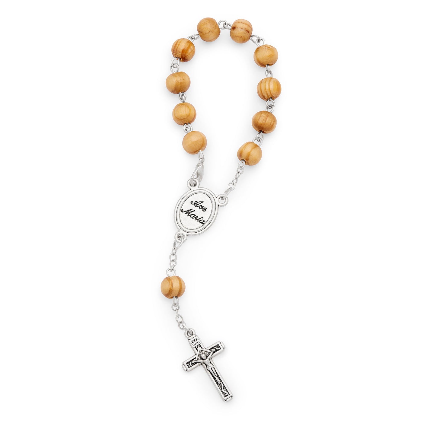 Mondo Cattolico Bracelet 18 cm (7.09 in) / mm (in) Saint Carlo Acutis One-Decade Rosary with Wooden Beads