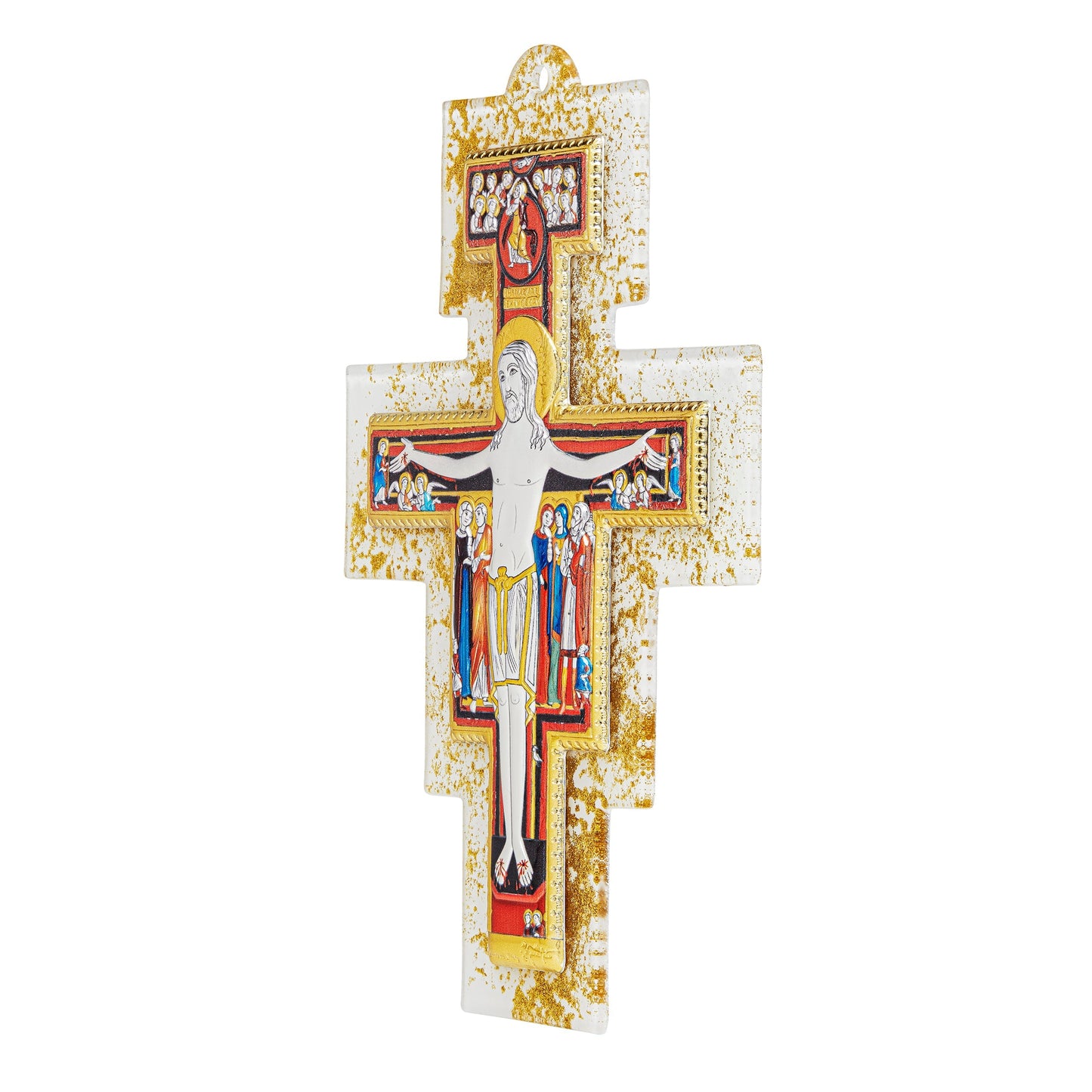 MONDO CATTOLICO Saint Damiano Wall Crucifix Murano Glass