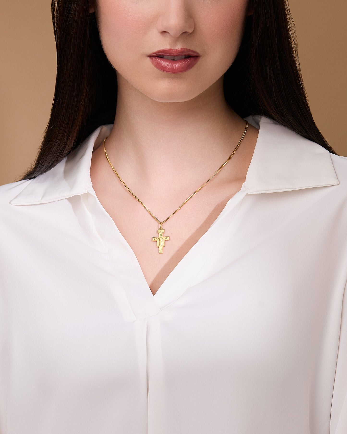 MONDO CATTOLICO ROMA 28 mm (1.10 in) Saint Damien Gold Plated Cross