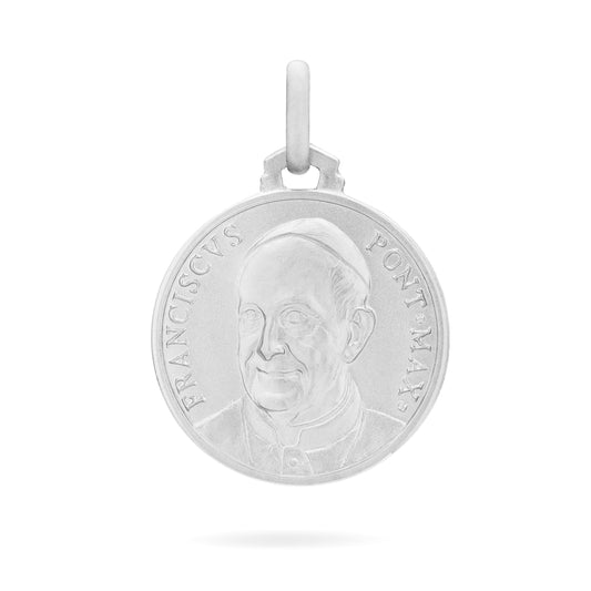 MONDO CATTOLICO Medal 12 mm (0.47 in) Silver medal of Pope Francis and Saint Francis of Assis