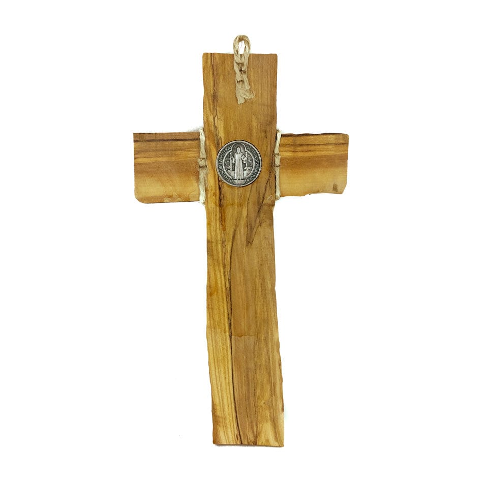 MONDO CATTOLICO Solid Olive Wood St. Benedict Crucifix