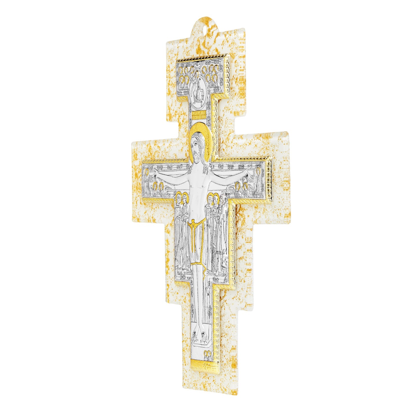 MONDO CATTOLICO St Damian Wall Crucifix Murano Glass