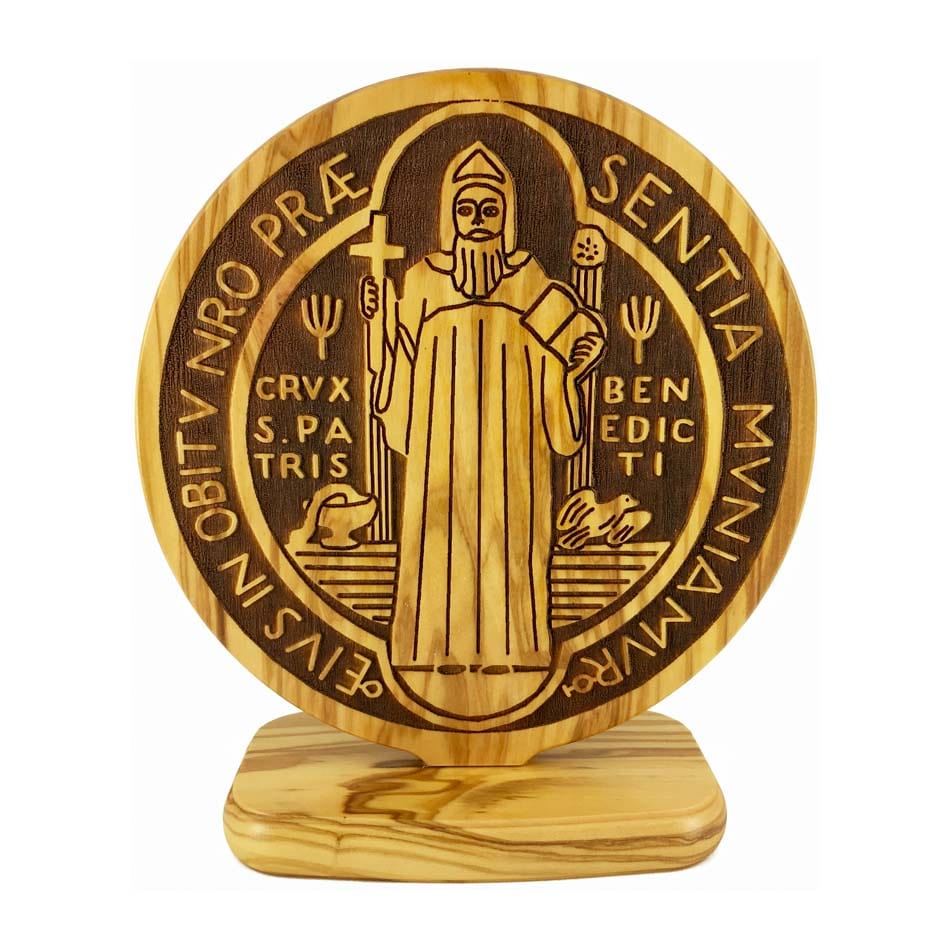 MONDO CATTOLICO Saint Benedict Cross in Olive Wood