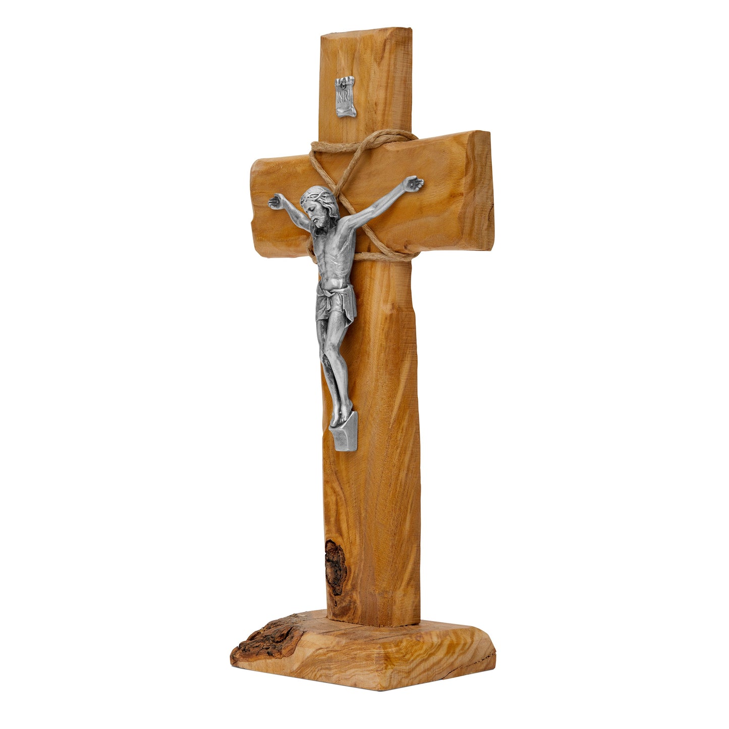 MONDO CATTOLICO Standing Solid Olive Wood Crucifix