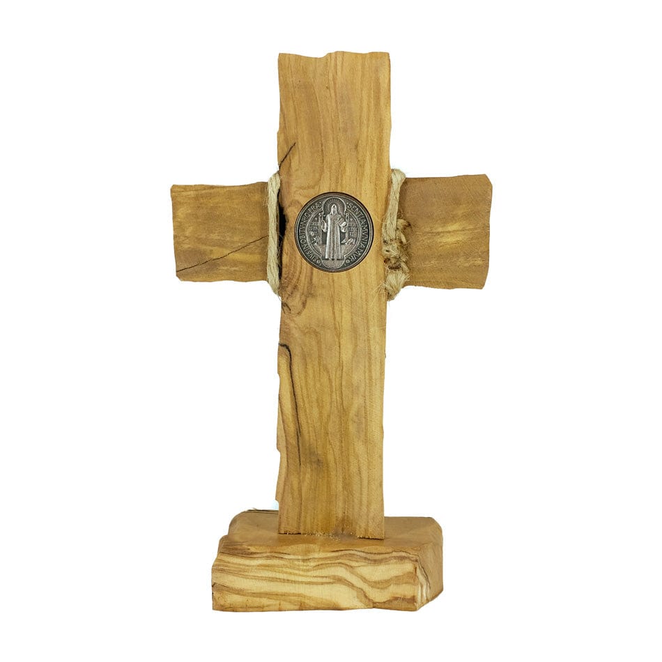 MONDO CATTOLICO Natural Olive Wood and Metal Crucifix