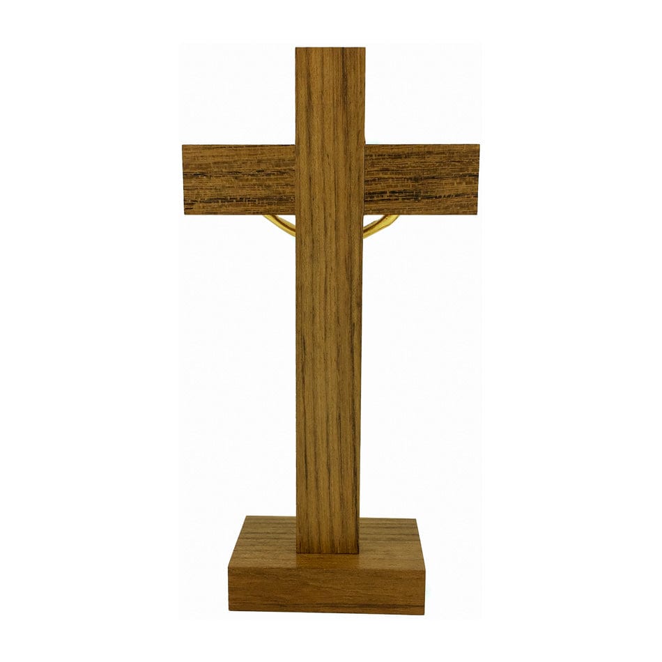 MONDO CATTOLICO Standing Walnut Crucifix With Inlays and Gold Details